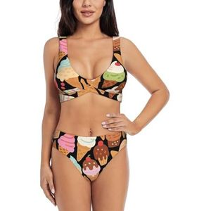 Zelinge Tank-bikinitop met hoog getailleerd onderdeel, sportief, 2-delig badpak, hoog getailleerd, S-XXL, Kleurrijke Ijs Zwart, S