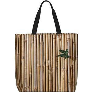 ZaKhs Grote Bamboe Raft Print Vrouwen Tote Bag Grote Capaciteit Boodschappentas Mode Strand Tas Voor Werk Reizen, Zwart, Eén maat