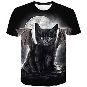 UNDERZY 3D T-shirt voor dames en heren, shirt met twee 3D-kattenprint, korte mouwen T-shirts voor de zomer, Xxs-6Xl zomer, nieuwigheid - - L