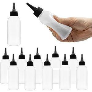 12 stuks elastische LDPE-flessen met applicator 100 ml met tuit applicator comfortabele zachte haarverf doseerfles etiket