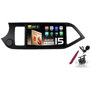 Android 15 Autoradio Sat Navi voor K-IA Morning (2011-2016) 9 Inch Touchscreen Multimedia Speler met Draadloze Carplay GPS Navigatie FM RDS Bluetooth 5G-WiFi SWC DSP,M150s