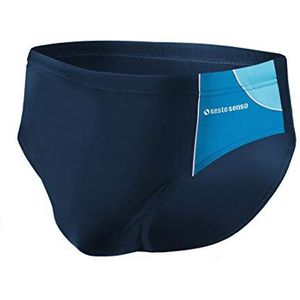 sesto senso Zwembroek voor heren, slip, zwembroek, badmode, zwemshorts, Donkerblauw Blauw Wit - Bd 402, M