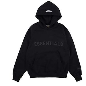 AvivahcS Fleece hoodie Fashion Fog met opdruk “Essentials”, voor mannen en vrouwen, Zwart, L