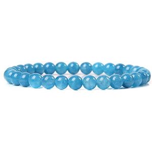 6MM Kralen Stretch Armbanden voor Vrouwen Mannen Agaat Steen Armband Elastische Touw Armbanden Sieraden, Angelite, 19cm