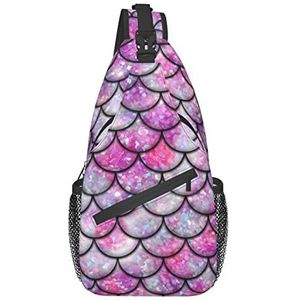 351 Sling Bag Roze Galaxy Mer-Maid Crossbody Rugzak Multifunctionele Sling Back Pack Casual Crossbody Voor Sport Running Workout, Sling Tas 1375, 39x19x9 cm