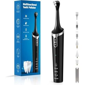 Elektrische tandenpolijstmachine, plakverwijderaar met 6 opzetstukken, tandvlekkenverwijderaar voor het bleken van gele tanden