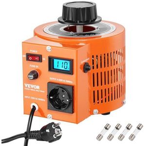 VEVOR 1000 VA spanningsomvormer met variabele spanning, 3,3 ampère, 230 V ingang, 0-300 V uitgang, wisselspanningsregelaar, 4 extra zekeringen, thermocontrole-schakelaar voor thuis, industrie, kantoor