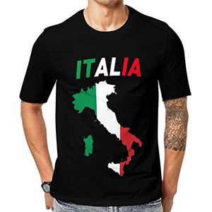 Italië vlag kaart heren korte mouw grafisch T-shirt ronde hals print casual tee tops 6XL