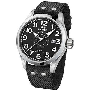 TW Steel Volante Mens 48mm Quartz Analoge Horloge met Zwarte Textiel Band, Analo, 45 mm, Riem