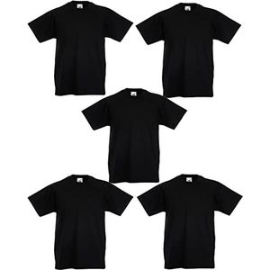 Fruit of the Loom T-shirt voor jongens (pak van 5), Zwart, 12 jaar