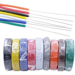 5/20M Single Core Koperdraad 26 24 22 20 18 16 14 AWG PVC Isolatie Massief Vertind Plating LED Lijn DIY Apparatuur Elektrische Kabel(Yellow,10M_18AWG)