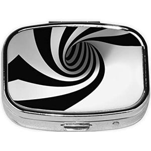 Abstracte Cirkel Swirl Vierkante Pil Box, Pil Dispenser Box Kabeljauw Leverolie Doos Vitamine Pil Doos Patiënt Pillendoos