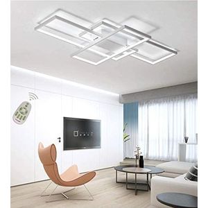 Yamei dimbare led-plafondlamp voor in de woonkamer, 3000K-6500K, afgedekt met een acryl scherm, lichtkleur en helderheid instelbaar met afstandsbediening, moderne chique designerlamp voor eetkamer, slaapkamer, keuken