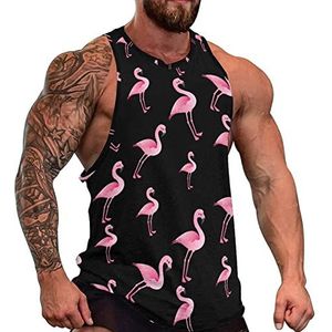 Flamingo Tanktop voor heren, zonder mouwen, bodybuilding, casual, strand, T-shirt, grappig, sportschool, spieren