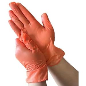 10-100 stuks oranje nitril handschoenen extra dik wegwerppoeder latexvrij for auto's, bouw, grillen, zware reiniging(50PCS-25 Pairs,L)