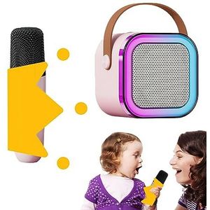 Draagbare karaoke-luidspreker, mini-karaoke-luidspreker met draadloze microfoon - liedjesspeelgoed, luidspreker met microfoon en karaokeapparatuur, verjaardagscadeaus voor meisjes en jongens Voihamy