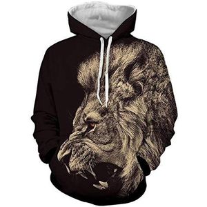 Hoodie 3D Kinderen, Meisjes Jongens Hoodie 3D Print Leeuw Kinderen Sweatshirts Unisex Zakken Capuchon Trui Voor Kinderen 4-16 Jaar-140