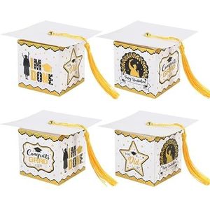 5/10Pcs Bachelor Hoed Cap Bonbondoos Afstuderen Cookie Geschenkverpakkingen Dozen Zak Grad Felicitatie Feestartikelen Benodigdheden -wit, 10st