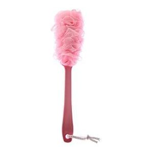 JINGYAN Gootsteenafvoerstopper 1 PC Zachte Mesh Lange Steel Terug Borstel Exfoliërende Spons Scrubber Opknoping Loofah Cleaner Body Bad Douche Badkamer Benodigdheden(Pink)