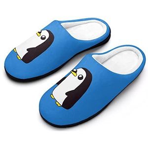 Pinguïn katoenen pantoffels voor dames, traagschuim, antislip, voor binnen en buiten