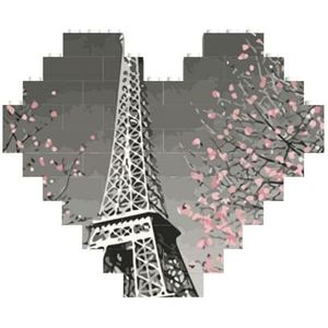 Parijs Eiffeltoren Gedrukt Bouwstenen Blok Puzzel Hartvormige Foto DIY Bouwsteen Puzzel Gepersonaliseerde Liefde Baksteen Puzzels voor hem, voor haar, voor geliefden