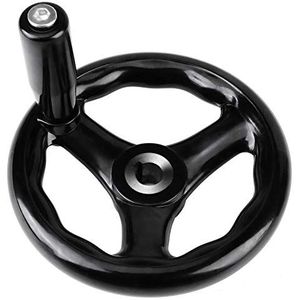3-spaak-handwiel, 125 mm / 4,92 inch diameter, zwart, rond wiel, schroefdraadboring, 12 mm / 0,47 inch, handwiel voor draaimachine