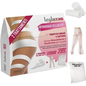 Drainagebandages, HD, met vruchten van longan en cafeïne, vormend en verstevigend, 2 bandages met 250 ml werkzame stof + papieren broek + navulverpakking