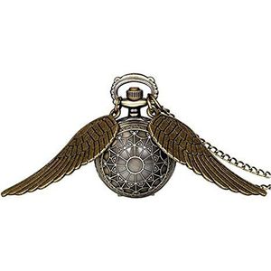 SMARTNAVI Unisex Analoge Quartz Vintage Retro Angel Wing Legendarische Vliegende Bal Hanger Ketting Steampunk Zakhorloge voor Harry Potter Fans Gift