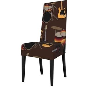 KemEng Rotspatroon van retro drums, stoelhoezen, stoelbeschermer, stretch eetkamerstoelhoes, stoelhoes voor stoelen