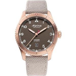 Alpina Analoog herenhorloge kwarts met roestvrijstalen armband mid-39662, Bruin