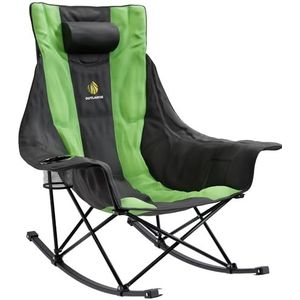 OUTLANTIS Opvouwbare schommelstoel voor camping, extra grote schommelstoel voor buiten met bekerhouder, draagtas en meer-campingstoelwip, ondersteunt 300 lbs en veelzijdige gazonstoelen voor