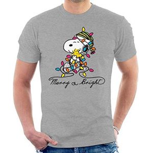Peanuts Vrolijk en helder Snoopy Kerst T-shirt voor heren - grijs - XXL