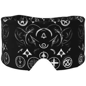 Bovennatuurlijke symbolen zwarte print oogschaduw cover voor dutje reizen yoga, oogdekking blinddoek reizen kantoor dutje vliegtuig