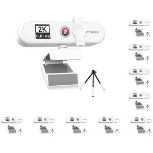 Mealoodiousmusea 10 set Computer Webcam Auto-focusing HD USB Online Verstelbare PC Camera met Microfoon Bedrade Vervanging Externe Web Cam Camcorder Wit 2 K
