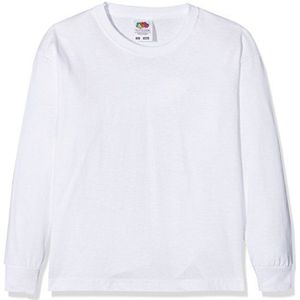 Fruit of the Loom Valueweight T-shirt met lange mouwen voor jongens, wit (wit 000), 128 cm