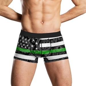 Amerikaanse vlag dunne groene lijn paisley patroon heren ondergoed ademende boxer slips zachte stretch boxers Trunks