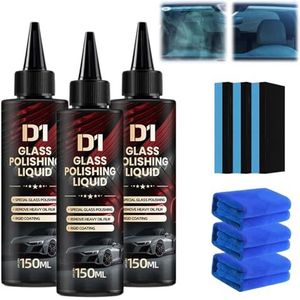 D1 Glass Polishing Liquid, Auto Glass Scratch Care Polishing Fluid, Car Glass Polish & Oil Film Remover, Compound Windshield Cleaner, Remove Swirls, Scratches, Wiper Marks (3)