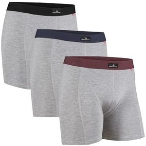 DANISH ENDURANCE Boxershorts Heren, Katoenen Heren Ondergoed, Klassieke Pasvorm, Met of Zonder Gulp, 3 Pack, Veekleurig (1x Grijs/Zwart, 1x Groen/Marineblauw, 1x Grijs/Bordeaux), XL