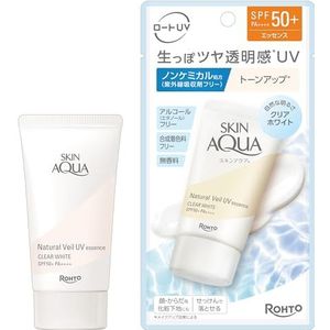 SKIN AQUA Natural Veil UV Essence Clear White SPF50+ PA + +++ 50 g - Lichtgewicht Japanse zonwering voor een gladde, heldere huid