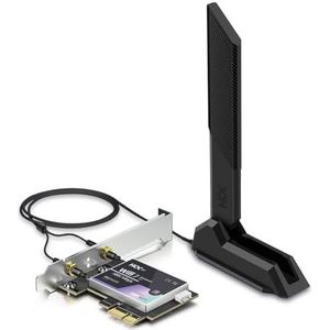 HCX WiFi 7 BE8800Mbps PCIe-kaart, Bluetooth 5.4, Tri-Band 6 GHz/5 GHz/2,4 GHz, WPA3, Dubbele Antenne met magnetische voet, Intel BE200 320MHz, compatibel met Windows 10/11