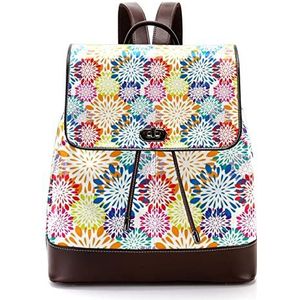 Gepersonaliseerde schooltassen boekentassen voor tiener kleurrijke bloemmotief, Meerkleurig, 27x12.3x32cm, Rugzak Rugzakken