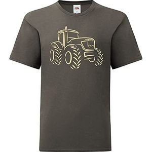 Baddery T-shirts voor jongens - tractor T-shirt kinderen jongen boerderij shirt, grijs (light graphite), 128
