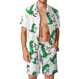 Dinosaurus Pizza Hawaiiaanse bijpassende set 2-delige outfits button down shirts en shorts voor strandvakantie