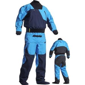 3-Laags Droogpak Waterdicht, Heren Droogpak, Waterdicht/Ademend/Lichtgewicht, Voor Watersporten Zoals Roeiboten, Zeilen, Kajakken En Paddleboarden,Blue-3XL