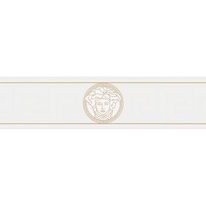 Exclusief luxe behang Profhome 935223-GU behangrand licht gestructureerd met grafisch patroon glimmend goud wit 0,65 m2