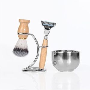 scheerkwaststandaard, Scheermeshouder Praktische herenscheermesborstelstandaard, mannelijke 4-delige professionele baardkom scheerkwasthouder, snorscheer gezichtsreinigingsgereedschapset