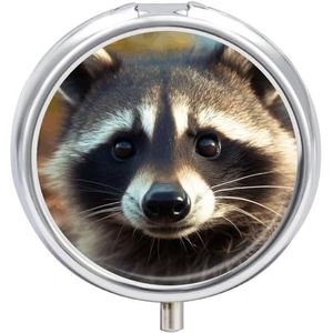 Ronde pillendoos met spiegel 3 compartimenten pillenorganizer draagbare kleine pillenetui wekelijks bruin diergeneeskundig hoesje voor portemonnee, zak, reizen, vitaminen, supplementen