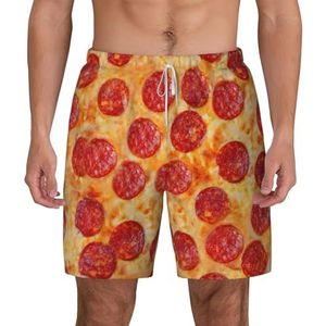 OdDdot 3D Pizza Pepperoni Print Mannen 2 in 1 Zwembroek Zomer Sneldrogende Running Atletische Stretch Gym Strand Korte, Wit, XXL