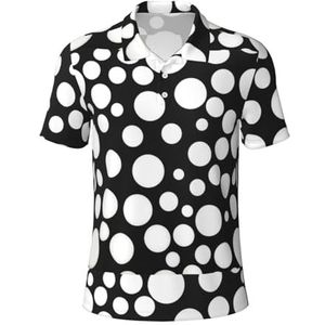 AYYQWE Zwart-wit Poloshirts met polkadotprint Korte mouw Vochtafvoerende Casual Outdoor Activiteiten Camping Golf, Zwart, S