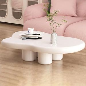 ZENCIX Onregelmatige wolk salontafel, met 4 poten crème stijl modern design center salontafel, voor woonkamer leuke ronde hoek stevige eindtafel onregelmatige bijzettafel voor slaapkamer